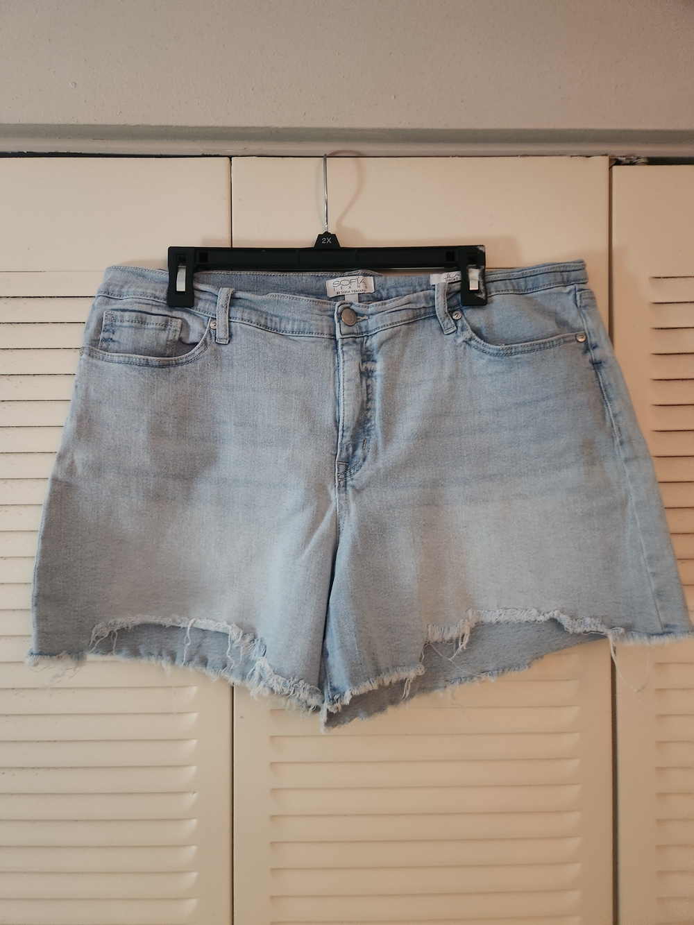 sofia by sofia vergara Light Blue Frayed Hem Denim Shorts